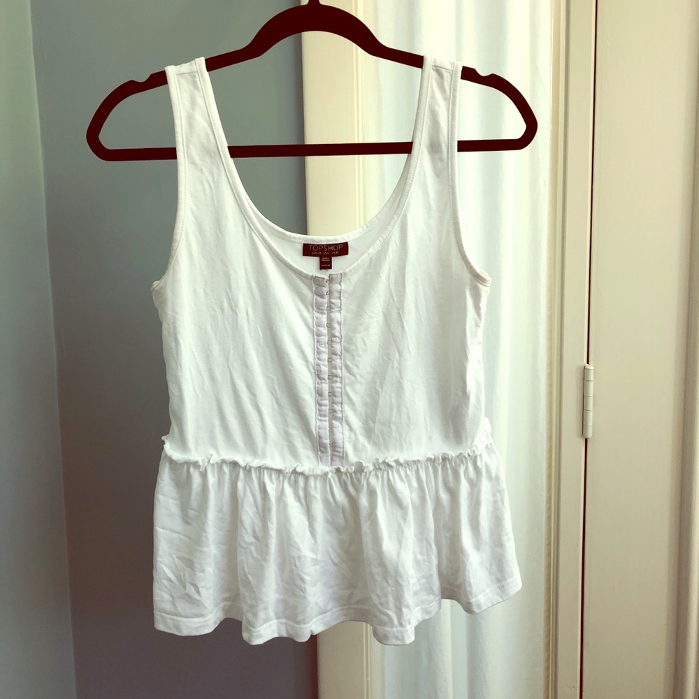 Top Shop White Eyehook Peplum Top